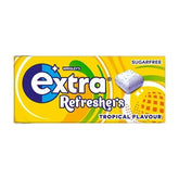 Extra Refreshers Tropical Flavour Sugarfree Chewing Gum Handy Box 7 Pieces (Case of 16)  Adomoo